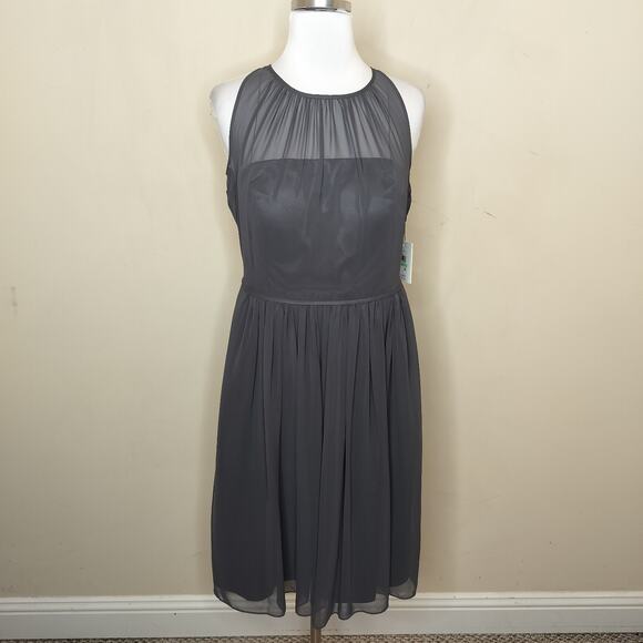 Calvin Klein Sheer Chiffon Sleeveless Dress Pockets Cocktail Illusion - Picture 1 of 9